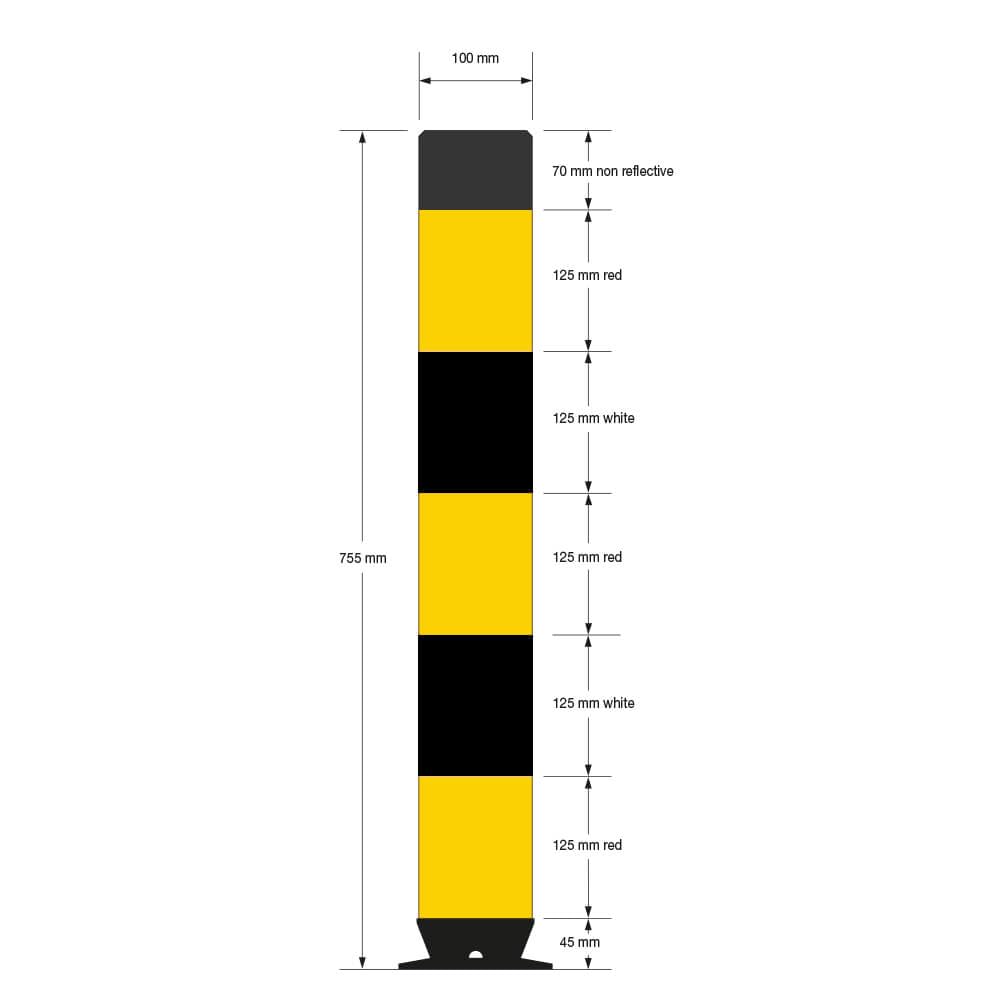Verkehrs-Leitzylinder FLEX, neigbar, gelb/schwarz reflektierend, 100 cm, Art.-Nr. 610822 | Leitzylinder | Kunststoff Pfosten | Absperrpfosten