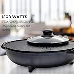 OVENTE Electric Hot Pot and Grill Combo, 2-in-1 Portable Countertop Cooker with Temperature Control Perfect for Korean BBQ, Shabu Shabu and Soup with Free Strainer, Chopsticks and Tong, Black GH10133B - Image 3