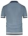 Mens Short Sleeve Lapel Collar Golf Knit Shirts Vintage Stripe Knit Polo Blue XL