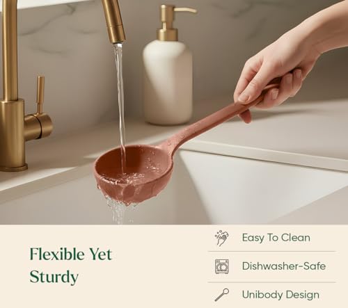 Image of Ember Cookware Silicone Ladle 30.5 cm | Platinum Grade Food Safe Soup & Curry Ladle | Heat Resistant up to 230C | Deep Bowl Serving Spoon for Cooking | Seamless Unibody Design | Terracotta