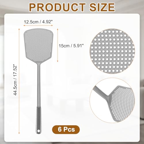 Matamoscas manual de plástico resistente de 5.9x4.9 pulgadas gris pack de 6 unidades 3