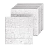 Umedol 40 PCS 3D Wall Panels Peel and Stick Faux Foam 11.8'*11.8' White Brick Wallpaper for Walls 3D Wall Tiles Faux Brick Paneling Self-Adhesive Wallpaper for DIY Interior Wall Decor