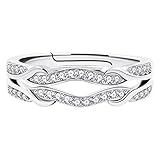Uloveido Sterling Silver Infinity Bypass Engagement Ring Eternity Double Wedding Band Guard Enhancer for Women Y1522 (Adjustable)