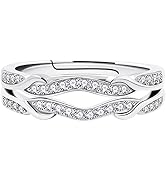 Uloveido 925 Sterling Silver Infinity Double Wrap Ring Guard Enhancer Wedding Bands 2pcs Stack Et...