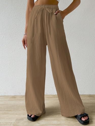 Image of Shasmi Women's Trousers | Wide Leg Casual Pants Featuring a Relaxed Silhouette | Secure fit for All-Day wear | Convenient Side Pockets | Straight-Leg Cut | Elegant Design | Premium (157)
