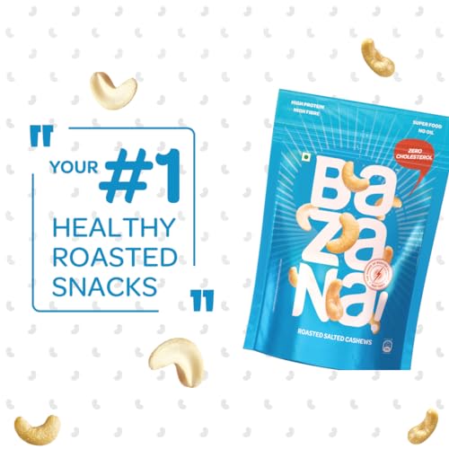 Image of Bazana Premium Roasted Salted Cashews /Kaju, 170g | Perfectly Roasted Savory Nuts | Crunchy, Protein-Rich Healthy Snacks