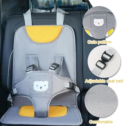 Image of STHIRA Car Seat for Baby 0 to 5 Years Old, Portable Booster Child Car Seat Cushion with Safety Harness, Padded Travel Toddler Booster Seat, Anti-Slip Base, Headrest Hanging Safety Seat