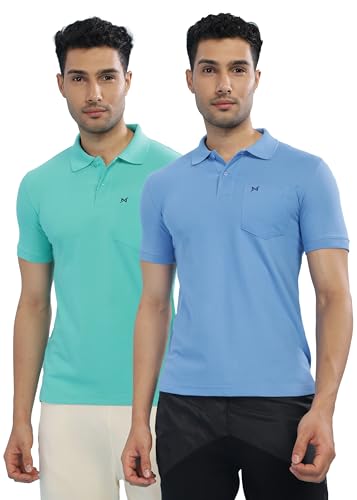 Image of Force NXT Polo Neck T-Shirt for Men Pack of 2 | Regular Fit T-Shirt for Men | Premium Super Combed Rich Cotton Polo Shirt | Men's Ultra Soft Half Sleeve T-Shirt
