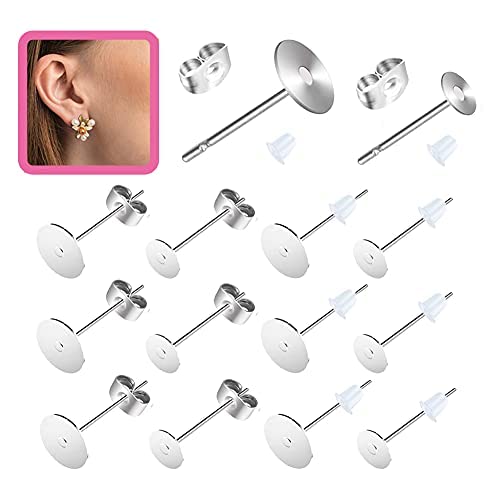 Earring Posts Stainless Steel Hypoallergenic, 420Pcs 4Mm/6Mm Steel Flat Pad Earring Studs, Butterfly And Clear Rubber Earring Backs For Jewelry Making Diy （Silver） (Silver) #TOP18