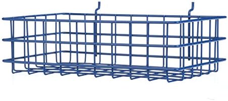 Marlin Steel Blue Powder Coated Pegboard or Slat Wall Wire Basket (8"L x 14"W x 4"H)