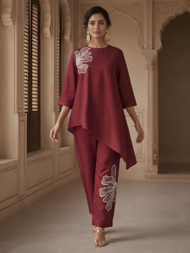 Image of Women's Sequin Embroidered Chanderi Co-ord Set Traditional Style