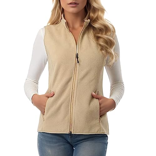 KBOPLEMQ Chaleco de forro polar ultraligero para mujer, chaleco de forro polar, chaleco fino para exterior, sin mangas, chaqueta de primavera y otoño, chaleco de forro polar, abrigo de otoño, cuello
