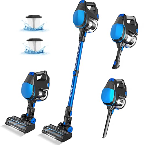 FABULETTA Cordless Vacuum Cleaner, 25 kpa Stick Vacuum 6 in 1 Set with 8-Cell x 2500mAh Large Battery, Max 50 min Runtime, 250W Brushless Motor Handheld Vacuum Cleaner for Hard Floor Carpet Pet Hair