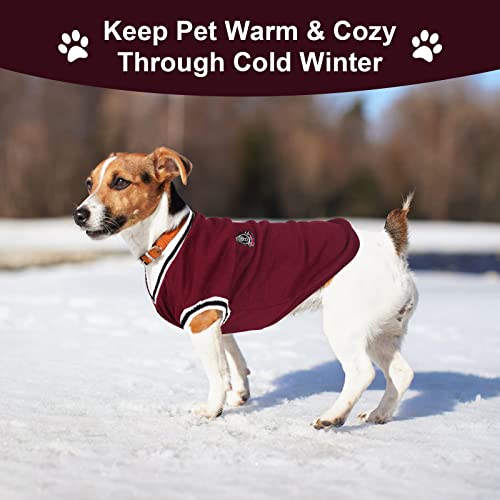 VSSHE Hundepullover,College Stil Warmer Pullover Katzenkleidung Warme Hunde Pullis Fleece Haustiermantel Welpenpullover Pullover Kleidung Haustier Kostüm Welpenpullover für Kleine Mittelgroße Rot-4XL
