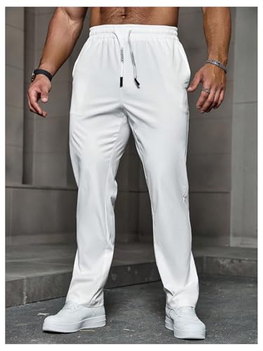 SOLY HUX Men's Casual Pants Drawstring Elastic Waist Straight Leg Pants with Pockets3