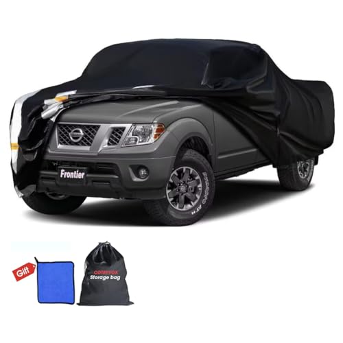 Image of Nissan Frontier Truck Cover Custom Fit 1998-2020 King Cab /Crew Cab SB (4.6'-6.2') with Door Zipper, 12 Layers Full Exterior Pickup Truck Cover Waterproof All Weather,Wind Dust Sun and UV Protection.
