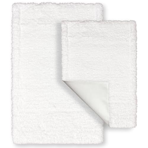 Homewear Bathroom Rugs Set 2-Piece Extra Soft Rug Bath & Shower Mat Washable Rug Floor Mats Bath Decor Accessories Home Decor Quick Dry Non Slip Mat for Bathroom 20x32+17x24 Pure White