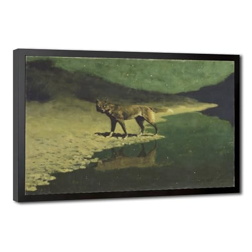 Toile loup au clair de lune Frederic Remington cadre suspendu pour mur vide