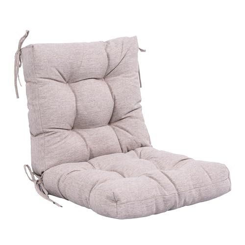 QILLOWAY Outdoor Chair Cushion for Patio Furniture Waterproof Patio Cushions with Ties Fade Resistant Replacement Pads for Outdoor Rocking Chairs Tan Grey