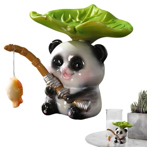 Statua Di Pescatore Per Stagno, Figure Di Animali In Miniatura Da Giardino, Figure Di Animali Pesci - Animali Pescano Con Foglie, Ornamenti In Miniatura, Decorazione Fioriera Per Pe