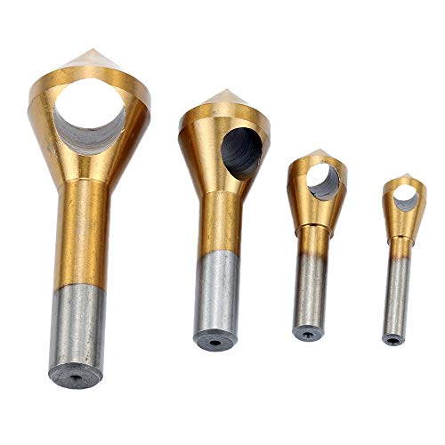 Deburring External Chamfer Tool Stainless Steel Remove Burr Tools, 6Pcs Countersink Drill Bit, Deburring Metal Wood Drill Bit set, 90 Degree Center Punch Tool Sets For Wood Quick Change Bit