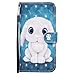 Coque Samsung Galaxy A52 5G Motif Animaux Effet Lapin 3D,Étui Housse Porte-Monnaie en Cuir Flip Cover Case avec aimanté Compartiment à Cartes et Support Fonction