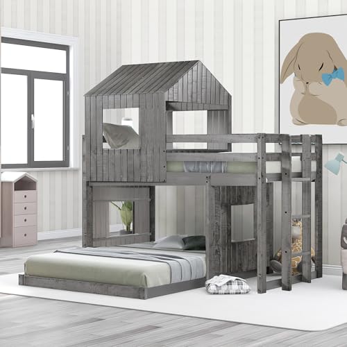 Harper & Bright Designs House Bunk Beds Twin Over Full