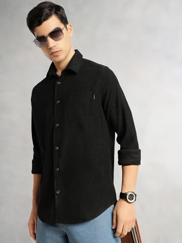 Image of Thomas Scott Men's | Corduroy | Full Sleeve | Slim Fit | Polyester-Blend | Single Pocket | Spread Collar | Casual Shirt
