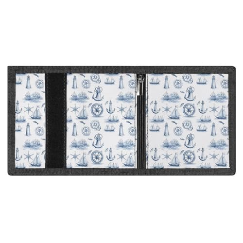 Sketch Anchor Lighthouse Print Wallet for Men, 8 Credit Card Holder Slim Minimalist Front Pocket Small Mens Bifold Wallets3