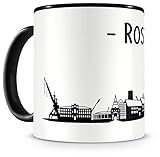 Samunshi® Rostock Skyline Tasse Kaffeetasse Teetasse H:95mm/D:82mm schwarz