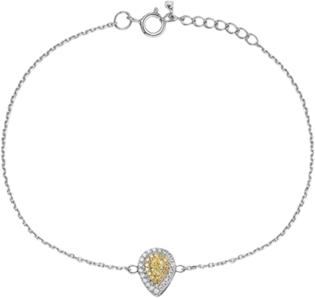 Mom Charms for Bracelets White Gold Waterdrop, Main stone: 0.1ct; Vice stone: 0.1ctAnniversary Bracelet for Her