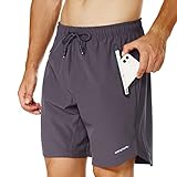 GRAMVAL Men's Workout Shorts, Fitted Weightlifting Bodybuilding Moisture Wicking Shorts with Zipper