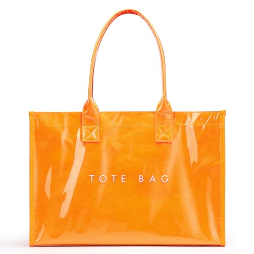 Image of KALIDI PVC Tote Bag Women's Kraft Paper Work Handbags Purses with Top Handle