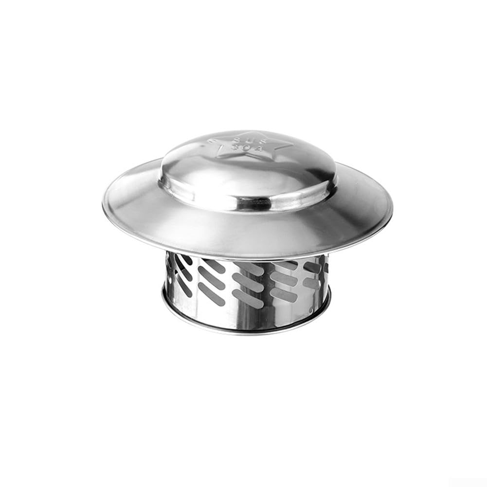 Tapa de chimenea de acero inoxidable, cubierta de lluvia, tubo de ventilación, extremo de tubo de escape, sombrero de nieve para lluvia, protector de malla, plateado (80 mm)