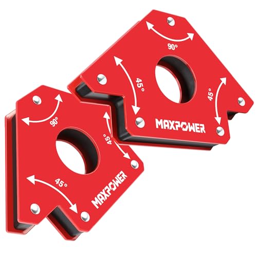 MAXPOWER 2 Piezas 34 kg Escuadra Magnetica para Soldar Imanes Soldadura, Ángulo 45°, 90°, 135°, Accesorios de Soldadura, Imán Angular para Grapar
