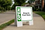 Drop-In Trail Gate Open Green Folding Coroplast A-Frame Double-Sided 23in x23in