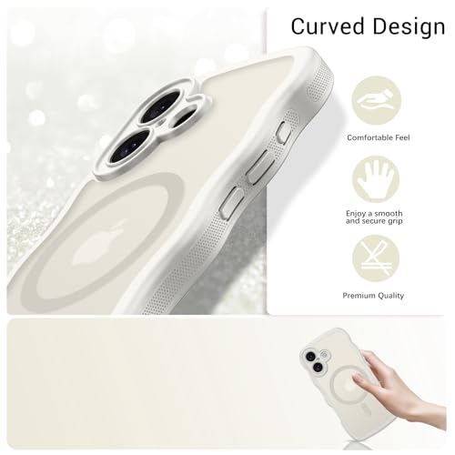 Image of YINLAI for iPhone 17 Case 6.3-inch [Compatible with MagSafe] [Soft Silicone] [Curly Wave] [Anti-Fingerprint] [Full Body Military Shockproof], Light Grey