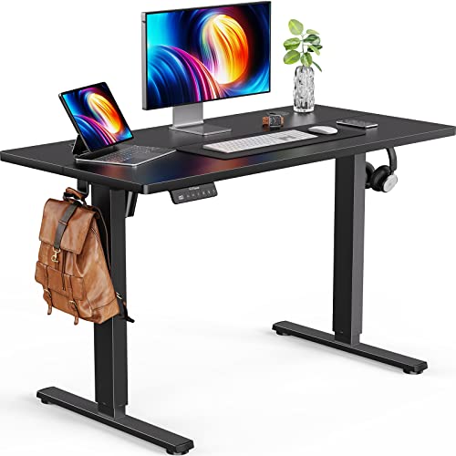Ergear Electric Standing Desk 48 X 24 Inches, Height Adjustable Sit Stand Up Desk With Wheels, Memory Computer Workstation Table With Splice Board For Home Office, Black #TOP21