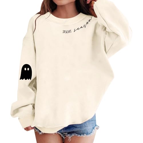Halloween Sweatshirts for Teen Girls Cute Crewneck Long Sleeve Graphic Pullover Tops Kids Fall Preppy School Clothes3
