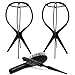 Wig Stand with Wig Brush Combo, 2 Pack Portable Collapsible Wig Dryer Holder for Wigs Display, Professional Wig Comb for Hair Finishing (Black)