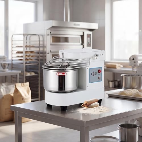 GarveeHome 10.5 Qt Household Stand Mixer, Touch Screen Dough Mixer Machine with Timer, Security Shield, 650W Dual Rotating Dough Kneading Machine Stainless Steel Bowl for Restaurant Bakery