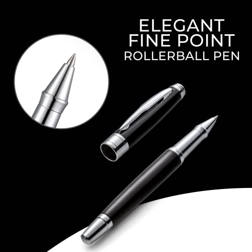 Zenzoi Elegant Black Pen Set W/Fine Point Rollerball Ink– Luxury Writing Pens For Men Or Women. Nice Pen Gift Set W/Roller Ball Tip Refills & High End Pen Box. Executive Smooth Quality Writing Pens #TOP1