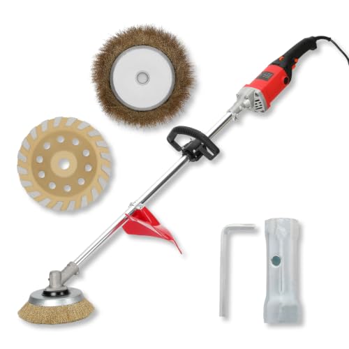 Electric Concrete Grinder & Polisher 110V 6-Speed Heavy Duty Floor Grinder for Concrete Cement & Wall Grinding Rust Paint & Coating Removal 180mm Diamond Disc & 200mm Wire Brush