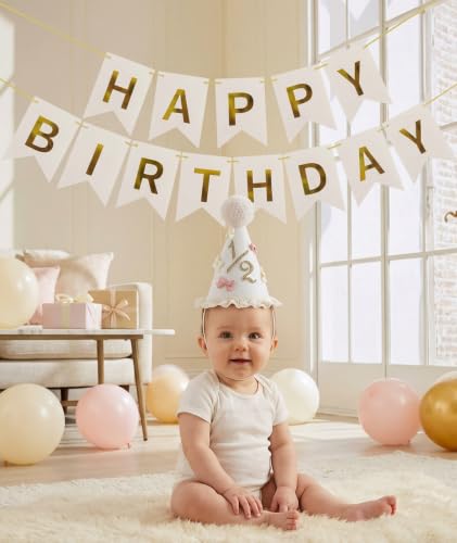 Image of piercing Half Birthday Decoration for kids, 1 /2 Birthday Decorations for kids, Half Way to One Decoration, Half Birthday Cap, Adorable Party Hat Milestone, Great for Photo Shoots
