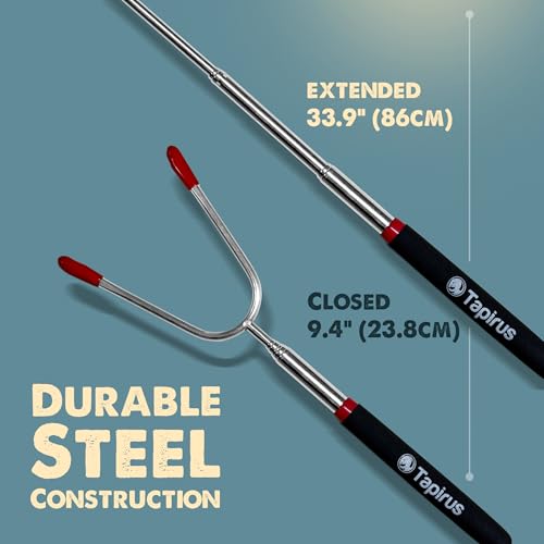 Tapirus Marshmallow Roasting Sticks | Set of 4 Extra Long Retractable Campfire Sticks | Protect Kids with Insulated Handles | Extendable Smore & Hot Dog Skewers | Heavy Duty Metal Camping Accessory