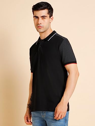 Image of Dennis Lingo Men's Slim fit Solid Black Polo T-Shirt