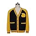 iSHOWcos Anime Cosplay Jacket Black Yellow Cardigan Sweater Men's Warm Coat-S/M