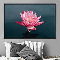 Framed Canvas Wall Art Pink Flower Portrait Bohemian Dark Dramatic Floral Multicolor Petal Photography Portrait - 16x24 inches