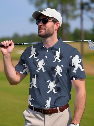 Image of PAGYMO Funny Golf Shirts for Men Crazy Printed Pattern Novelty Moisture Wicking Performance Mens Polo Shirt