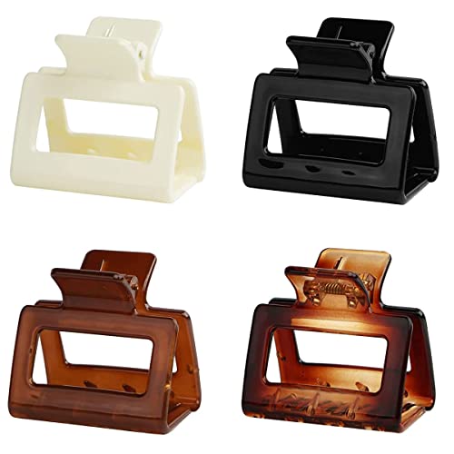 Leikedun 4 PCS Hair Claw Clips Square Medium Colourful Non slip Clip French for Fine Long Colors Accessories Girls and Women